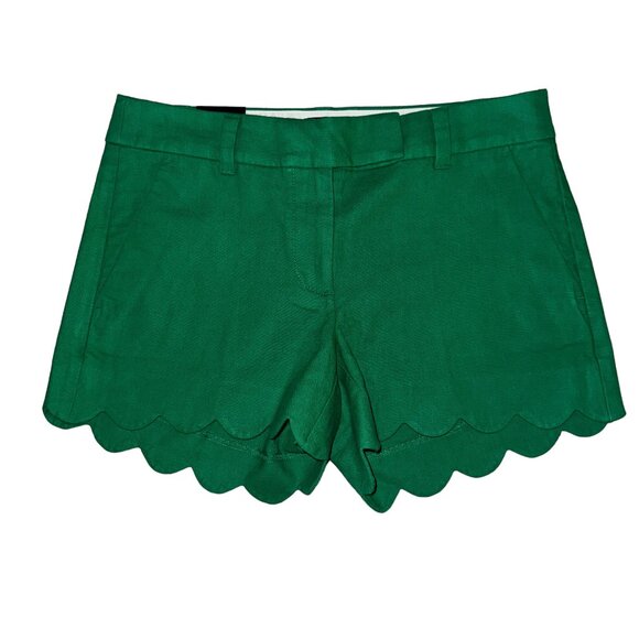 New with tags! J. CREW Linen Cotton Scalloped Flat Front Shorts in Green… - Picture 2 of 9
